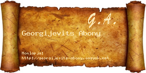 Georgijevits Abony névjegykártya